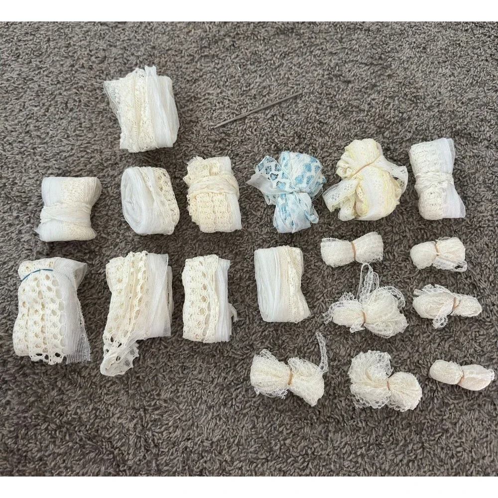 VTG Lace Trim Sewing Lot White Ivory Crochet Cotton Eyelet Ribbon Ribbon Crochet